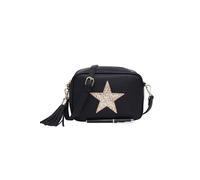 Kitise Women's Sparky Shiny Glitter Star Tassel Charm Crossbody Bag With Tassel Charm in Black