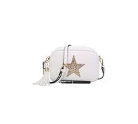 Kitise Women's Sparky Shiny Glitter Star Tassel Charm Crossbody Bag With Tassel Charm in White