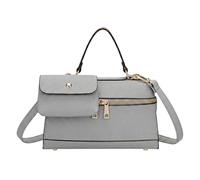 Kitise Women's Structured Crossbody Shoulder Bag with Removable Matching Pouch in Grey