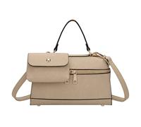 Kitise Women's Structured Crossbody Shoulder Bag with Removable Matching Pouch in Light Brown