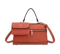 Kitise Women's Structured Crossbody Shoulder Bag with Removable Matching Pouch in Orange