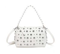 Kitise Women's Studded Pebbled Fuax Leather Crossbody Bag in White