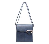 Kitise Women's Stylish Double Section PU Leather Crossbody Bag With Front Buckle in Dark Blue Kitise Dark Blue One Size