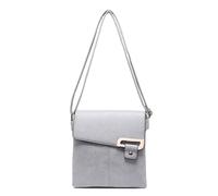 Kitise Women's Stylish Double Section PU Leather Crossbody Bag With Front Buckle in Light Grey
