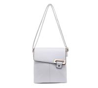 Kitise Women's Stylish Double Section PU Leather Crossbody Bag With Front Buckle in White Kitise White One Size