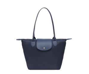 Kitise Women's Stylish Foldable Zipper Closure Spacious Lightweight Sturdy Nylon Travel Tote Shoulder Handbag (Navy)