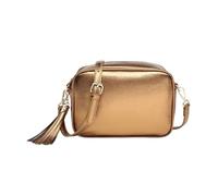 Kitise Women's Stylish Shiny Metallic Shade Crossbody Bag Camera Handbag with Tassel Charm (Bronze)