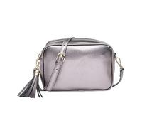 Kitise Women's Stylish Shiny Metallic Shade Crossbody Bag Camera Handbag with Tassel Charm (Mt.Grey)
