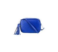 Kitise Women's Tassel Charm Genuine Italian Leather Small Camera Crossbody Bag in Bright Blue