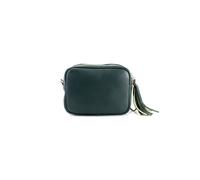 Kitise Women's Tassel Charm Genuine Italian Leather Small Camera Crossbody Bag in Dark Green