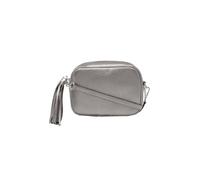 Kitise Women's Tassel Charm Genuine Italian Leather Small Camera Crossbody Bag in Metallic Silver