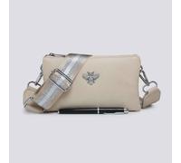 Kitise Women's Tessa Double Compartments Wide Strap Small Purse Messenger Bag in Beige
