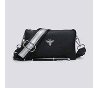 Kitise Women's Tessa Double Compartments Wide Strap Small Purse Messenger Bag in Black