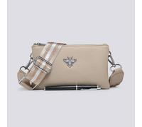 Kitise Women's Tessa Double Compartments Wide Strap Small Purse Messenger Bag in Light Sand