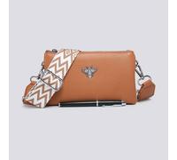 Kitise Women's Tessa Double Compartments Wide Strap Small Purse Messenger Bag in Tan