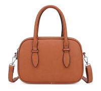Kitise Women's Top Handle Oval Multi Zip Convertible Crossbody Shoulder Bag in Brown