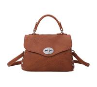 Kitise Women's Top Handle Twist Lock Studded Crossbody Bag in Brown