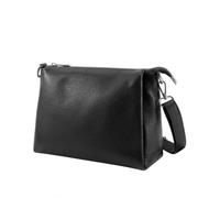 Kitise Women's Top Zipper Triple-Compartment Genuine Italian Leather Crossbody Bag in Black