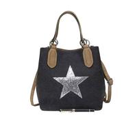 Kitise Women's Trendy Canvas Tote with Glitter Star Adjustable Strap & Dual Handles Bag in Black