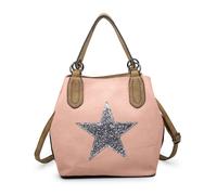 Kitise Women's Trendy Canvas Tote with Glitter Star Adjustable Strap & Dual Handles Bag in Nude