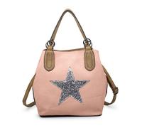 Kitise Women's Trendy Canvas Tote with Glitter Star Adjustable Strap & Dual Handles in Nude Kitise Nude One Size