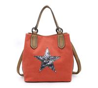 Kitise Women's Trendy Canvas Tote with Glitter Star Adjustable Strap & Dual Handles in Orange Kitise Orange One Size
