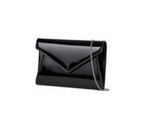 Kitise Women's V Envelope Shape Glossy Clutch Evening Bag in Black