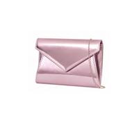 Kitise Women's V Envelope Shape Glossy Clutch Evening Bag in Pink