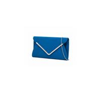 Kitise Women's V Shape Metal Trim Fuax Suede Envelope Clutch Evening Bag in Blue
