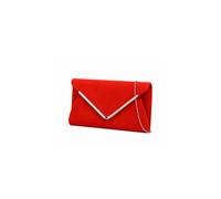 Kitise Women's V Shape Metal Trim Fuax Suede Envelope Clutch Evening Bag in Scarlet Kitise Scarlet One Size