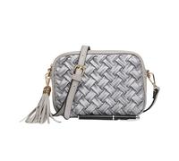 Kitise Women's Velvet Woven Pattern Crossbody Shoulder Handbag in Pale Grey