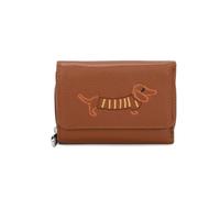 Kitise Women's Wallet Dachshund Dog Embroidery Trifold Snap Closure Coin Purse in Brown