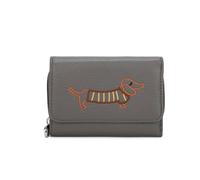 Kitise Women's Wallet Dachshund Dog Embroidery Trifold Snap Closure Coin Purse in Dark Grey Kitise Dark Grey One Size