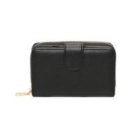 Kitise Zip Around Faux Leather Wallet With Snap Closure Multi Card Purse In Black Black