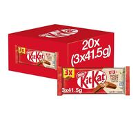 KitKat 4 Finger Milk Chocolate Bar Multipacks, 20 Pack of 3 x 41.5 g, (Total 60 Bars)