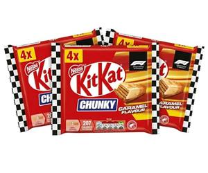 KitKat F1 Chunky Caramel Flavour Milk Chocolate Bar 4 Pack Multipack 160g