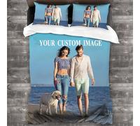 Kitlay Customised Duvet Cover Set,Personalised Bed Cover with Photo/Text,Unique Custom Bedding Linen Set, for Boys Girls Couple Anniversaries (135 × 200cm)