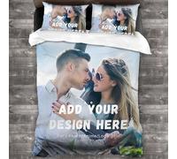 Kitlay Personalised Photo Duvet Cover,Custom Bedding Duvet Cover with Any Photo/Text/Logo,Customised Bedding Cover Set Memorable Gift for Friends Family Couple Anniversaries (155 × 200cm)
