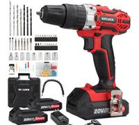 KITLUCK Cordless Drill Set, 20V Power Drill Kit Electric Drills with 2 X 2.0AH Battery, 44pcs Bits, 1 Box Screws, Bubble Level, 3/8'' Chuck Power Drill, 32NM, 21+3 Position, 2 Variable Speed