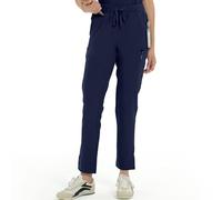 Kitmaz Scrub Pants for Women, Mid Rise Stretch Anti-Wrinkle Skinny Straight Leg Cargo Pants with Yoga Waistband & 10 Pockets, Navyblue, M