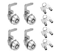 Kitmose 4 Pack Tubular Cam Lock, 5/8" (17mm) Cylinder Tool Box Lock Security Hook Replacement Lock for Cabinet Drawer ATM Vending Machine Mailbox Toolbox, Keyed Alike with 8 Keys