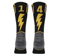 KitNSox Basketball Number Socks, Boys Girls Athletic Mid Calf Crew Socks for Football Black 1 Pair