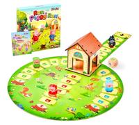 Kitojoy Three Little Pigs Board Game, Wooden Board Game for Kids Ages 3+ | Educational Game for 1-4 Players, 3D Wooden House, Portable Family Travel Game, Toddler game for girls and boys