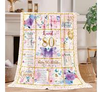 Kitolwo 80th Birthday Gifts for Her - 80th Milestone Blanket -Flannel Throw (50"x60") - Funny & Inspirational 80 & Fabulous Design - Perfect 80th Birthday Gift for Women
