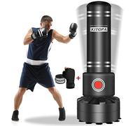 Kitopa Freestanding Punching Bag, 70"-205lbs Springy Heavy Bag with Hand Wraps, Tear-Resistant, Fast Rebound, Long-Term Onslaught of Kicks Suction Cup Base Stand for Adult Youth