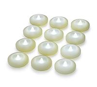 KITOSUN Floating Candle Flicker Wax LED Floating Candles Flameless Batteries Power Tea Lights Water Activated for Wedding Home Party Centerpiece Vases Bath Outdoor Pool Pond Decor (White, 12 Pack)