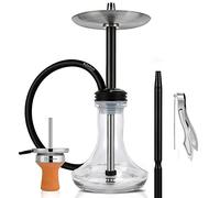 Kitosun Rano Hookah Complete Set - Stainless Steel Hookah with Everything Hose Clay Bowl Charcoal Holder Tongs Handle and Hidden Purge Valve, Except Shisha Flavors or Coals