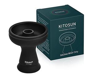 Kitosun Shisha Bowl Premium Shisha Head 70degree Silicone Hookah Bowl Durable Non-Broken Easy Cleaning 3" Bowl 3.5" Tall Black Color (Phunnel Style)
