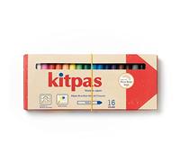 Kitpas Rice Bran Wax Art Crayons 16 Colors for Kids ages 3+, Window Art, Erasable, Water-Soluble, English Edition