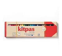 Kitpas Rice Bran Wax Art Crayons 24 Colors for Kids ages 3+, Window Art, Erasable, Water-Soluble, English Edition